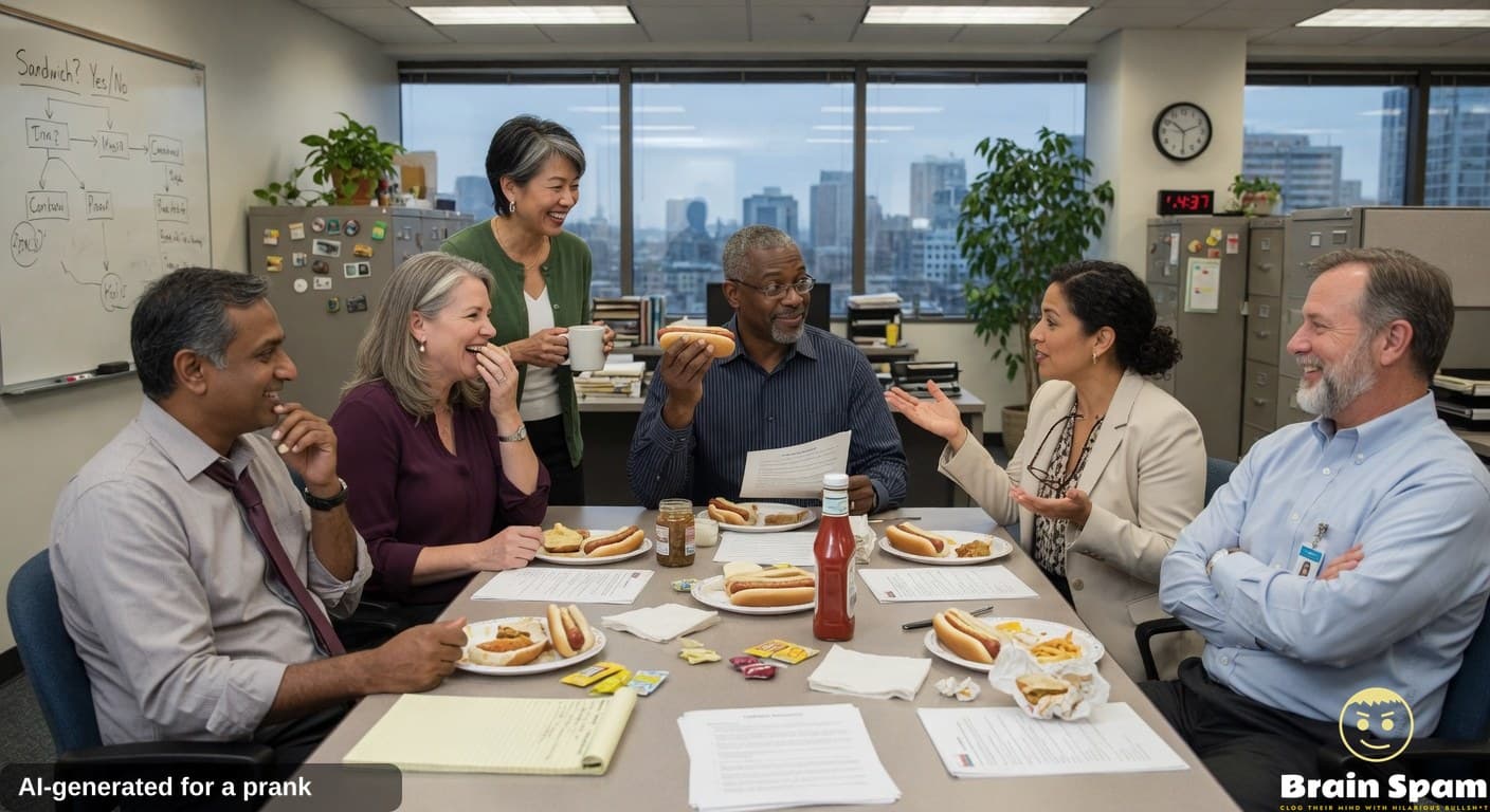 Marcus Bellweather settles office debate on hot dog sandwich status